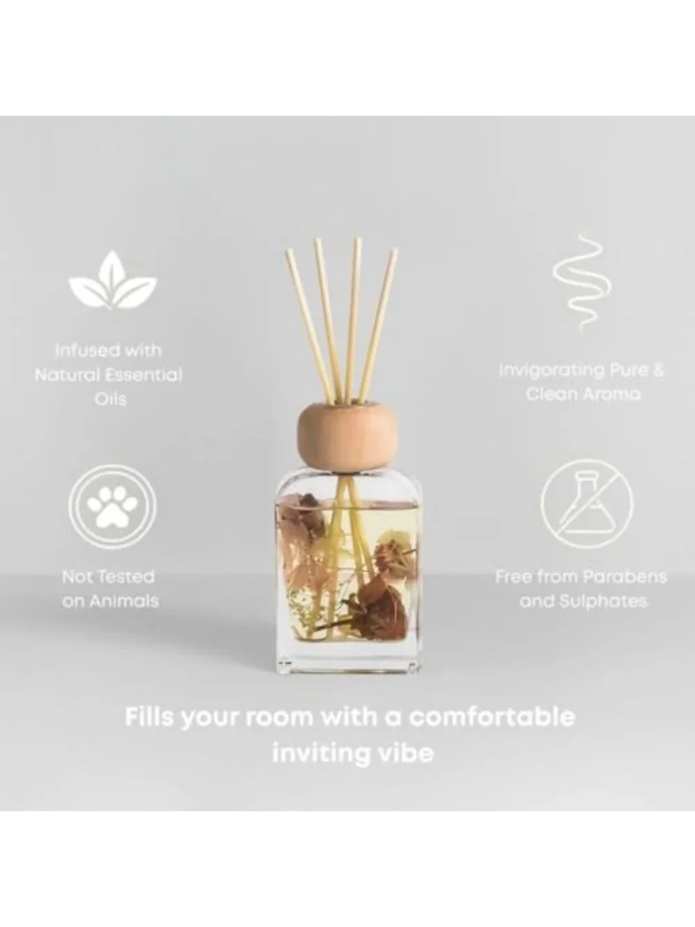 Elegant Reed Diffuser Set - Long-Lasting Home Fragrance with 5 Sticks, Peony